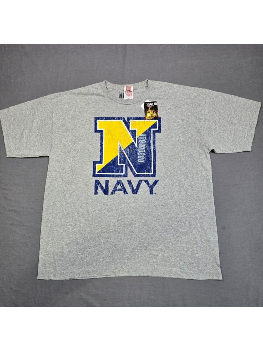 NEW Bayside XL Navy Gray Graphic T-Shirt Made In USA Officially Licensed